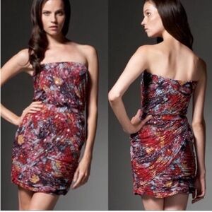 NEW! Diane Von Furstenberg- Red Strapless Silk Mini Dress with Sequins Size 4